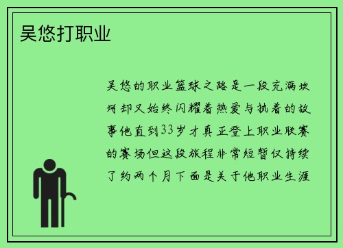 吴悠打职业